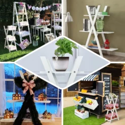 44" 3-Tier White Wooden Plant Stand, X-Frame Display Shelf Accent Rack -Home Decor Promotional Store FURN WOD RCK003 WHT EBC2.progressive 3af45492 f93a 44bc 9c03 fb72c54a6d79