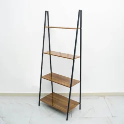 5ft 4-Tier Metal Leaning Ladder Bookshelf Stand With Natural Wood Racks -Home Decor Promotional Store FURN WOD RCK004 DKBN D04.progressive 47476472 aafd 4021 ae0e 77686769ce20