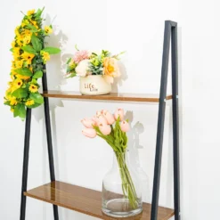 5ft 4-Tier Metal Leaning Ladder Bookshelf Stand With Natural Wood Racks -Home Decor Promotional Store FURN WOD RCK004 DKBN D06.progressive f4a7718c 94c1 4265 9059 2df37faf9038