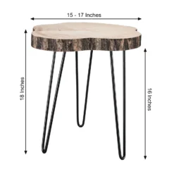 18" Live Edge Round Rustic Wood End Table, Farmhouse 3 Leg Side Table -Home Decor Promotional Store FURN WOD TAB001 98