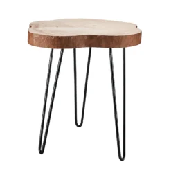 18" Live Edge Round Rustic Wood End Table, Farmhouse 3 Leg Side Table -Home Decor Promotional Store FURN WOD TAB001 99