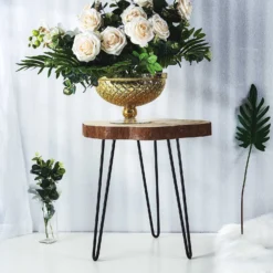 18" Live Edge Round Rustic Wood End Table, Farmhouse 3 Leg Side Table -Home Decor Promotional Store FURN WOD TAB001 D05