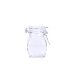 12 Pack 4 Oz Clear Small Glass Jars With Clear Flip Lids And Metal Bails -Home Decor Promotional Store GLAS JAR02 CLR D01