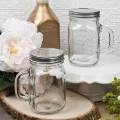 12 Pack 4 Oz Home Accent Clear Rustic Mason Jars With Handles