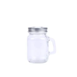 12 Pack 4 Oz Home Accent Clear Rustic Mason Jars With Handles -Home Decor Promotional Store GLAS JAR03 CLR D01