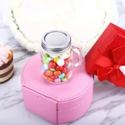 12 Pack 4 Oz Home Accent Clear Rustic Mason Jars With Handles -Home Decor Promotional Store GLAS JAR03 CLR D04