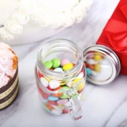 12 Pack 4 Oz Home Accent Clear Rustic Mason Jars With Handles -Home Decor Promotional Store GLAS JAR03 CLR D06