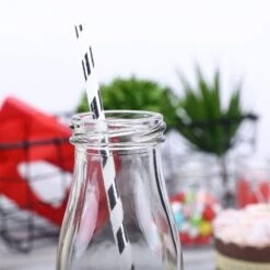 12 Pack 11 Oz Clear Glass Favor Milk Bottles With Lids -Home Decor Promotional Store GLAS JAR06 CLR D04