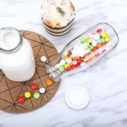 12 Pack 11 Oz Clear Glass Favor Milk Bottles With Lids