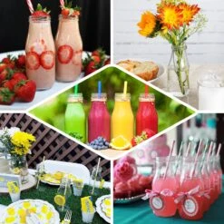 12 Pack 11 Oz Clear Glass Favor Milk Bottles With Lids -Home Decor Promotional Store GLAS JAR06 CLR EBC2