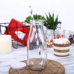 12 Pack 11 Oz Clear Glass Favor Milk Bottles With Lids -Home Decor Promotional Store GLAS JAR06 CLR 01 e885c136 9c1d 4168 ac27 d854965c39ae