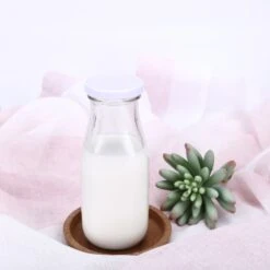 12 Pack 11 Oz Clear Glass Favor Milk Bottles With Lids -Home Decor Promotional Store GLAS JAR06 CLR 02