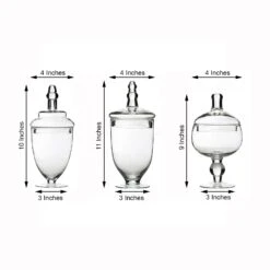 Set Of 3 Glass Apothecary Candy Jars With Lids - 9"/10"/11" 27 Set Of 3 Glass Apothecary Candy Jars With Lids - 9"/10"/11" -Home Decor Promotional Store GLAS JAR07 CLR 98