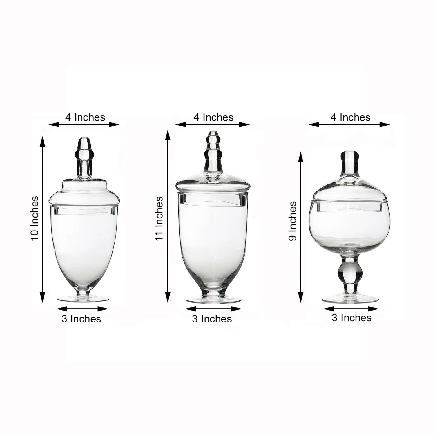 Set Of 3 Glass Apothecary Candy Jars With Lids - 9"/10"/11" 11 Set Of 3 Glass Apothecary Candy Jars With Lids - 9"/10"/11" - Image 11