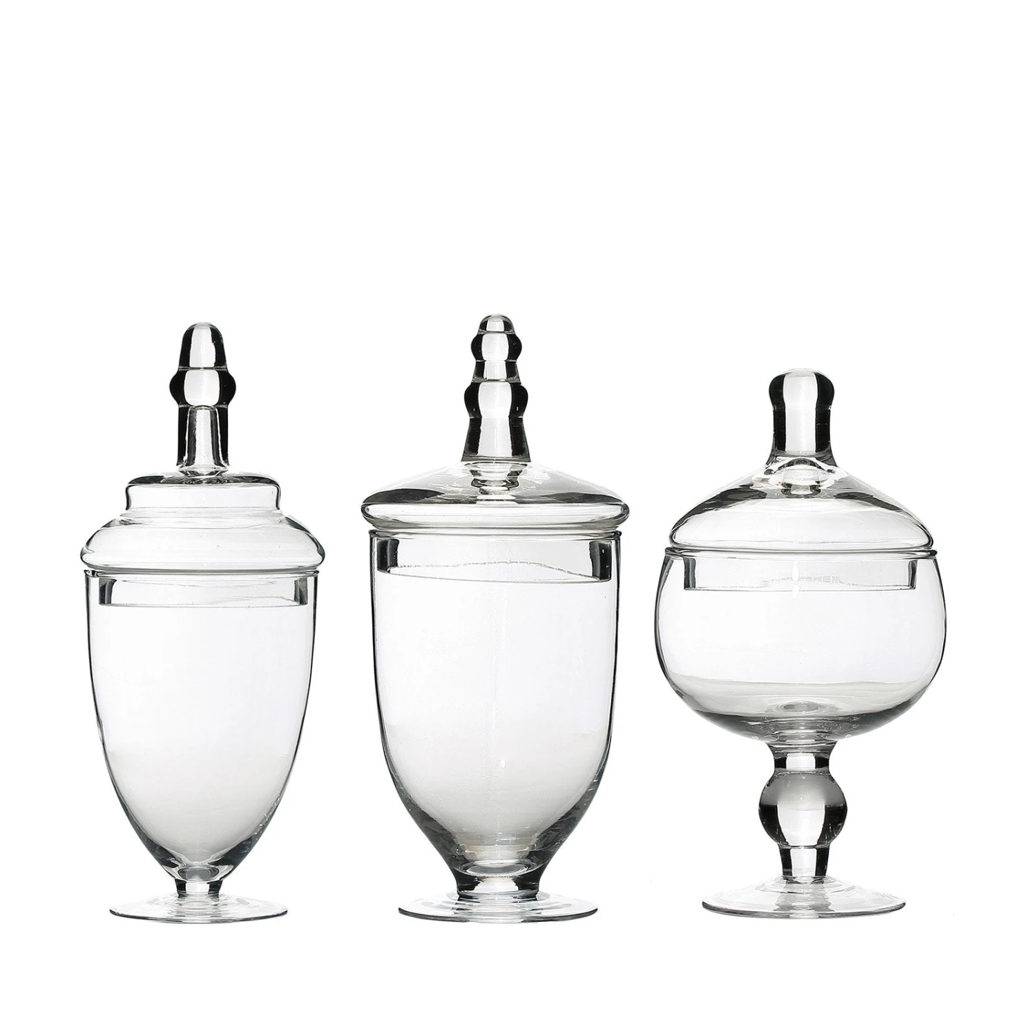 Set Of 3 Glass Apothecary Candy Jars With Lids - 9"/10"/11" 12 Set Of 3 Glass Apothecary Candy Jars With Lids - 9"/10"/11" - Image 12