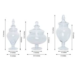 Set Of 3 Glass Apothecary Candy Jars With Lids - 10"/12"/14" -Home Decor Promotional Store GLAS JAR12 CLR 98