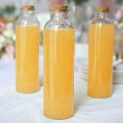 12 Pack | 16oz Clear Round Glass Storage Jars With Cork Stoppers, Refillable Glass Bottles - 9" -Home Decor Promotional Store GLAS JAR20 16 CLR D03