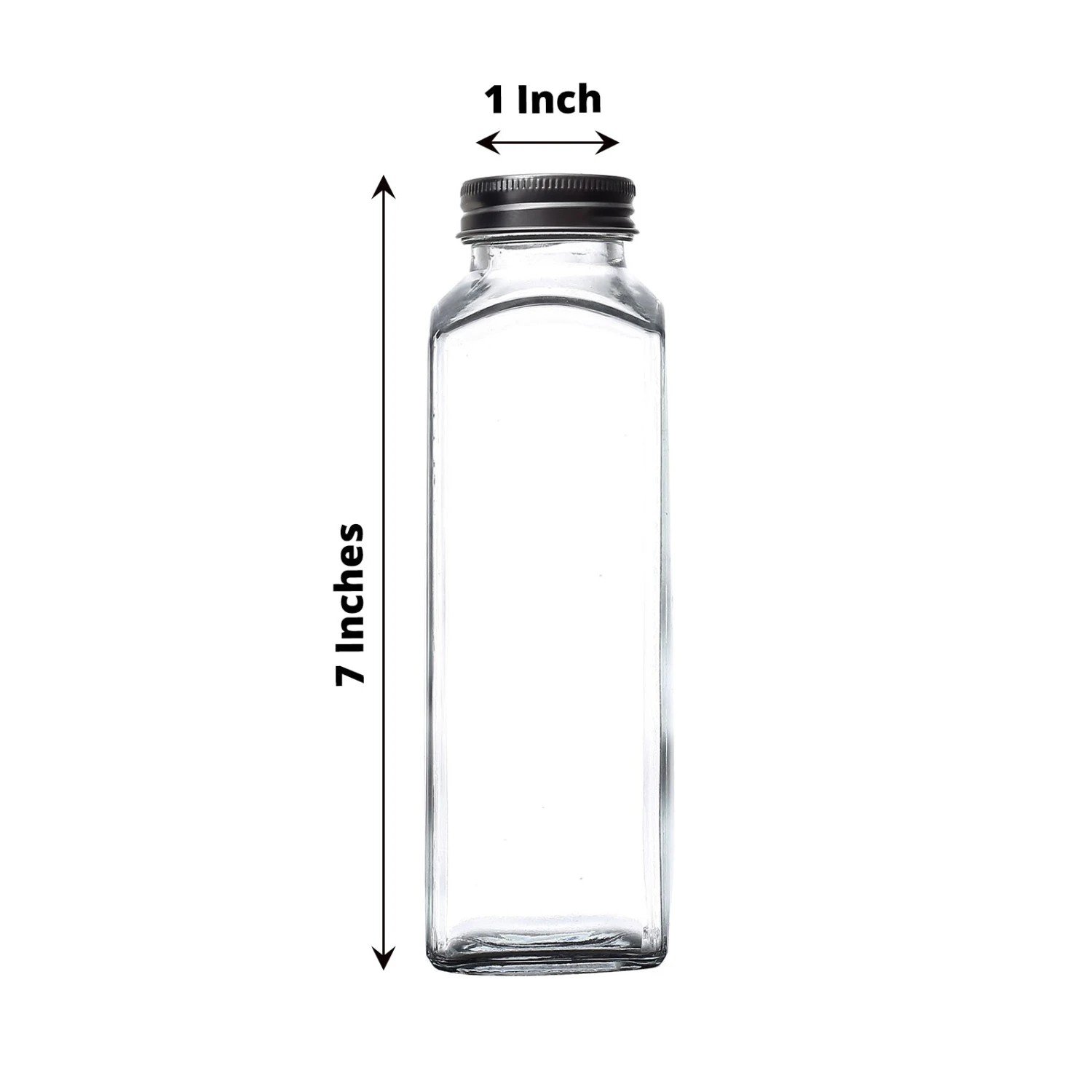 12 Pack | 12oz French Square Clear Glass Jars With Aluminum Caps, Refillable Glass Storage Bottles - 7" 11 12 Pack | 12oz French Square Clear Glass Jars With Aluminum Caps, Refillable Glass Storage Bottles - 7" - Image 11