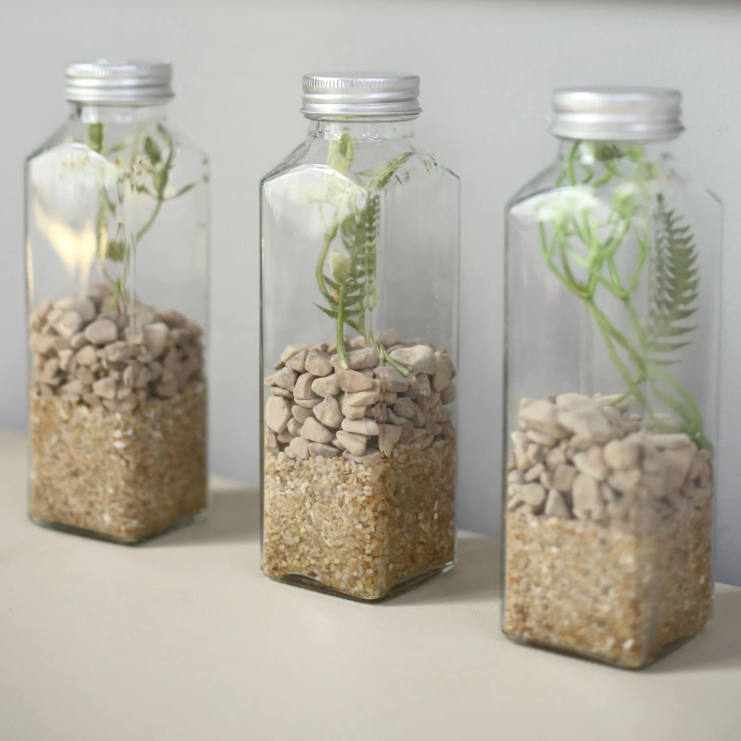 12 Pack | 12oz French Square Clear Glass Jars With Aluminum Caps, Refillable Glass Storage Bottles - 7" 9 12 Pack | 12oz French Square Clear Glass Jars With Aluminum Caps, Refillable Glass Storage Bottles - 7" - Image 9