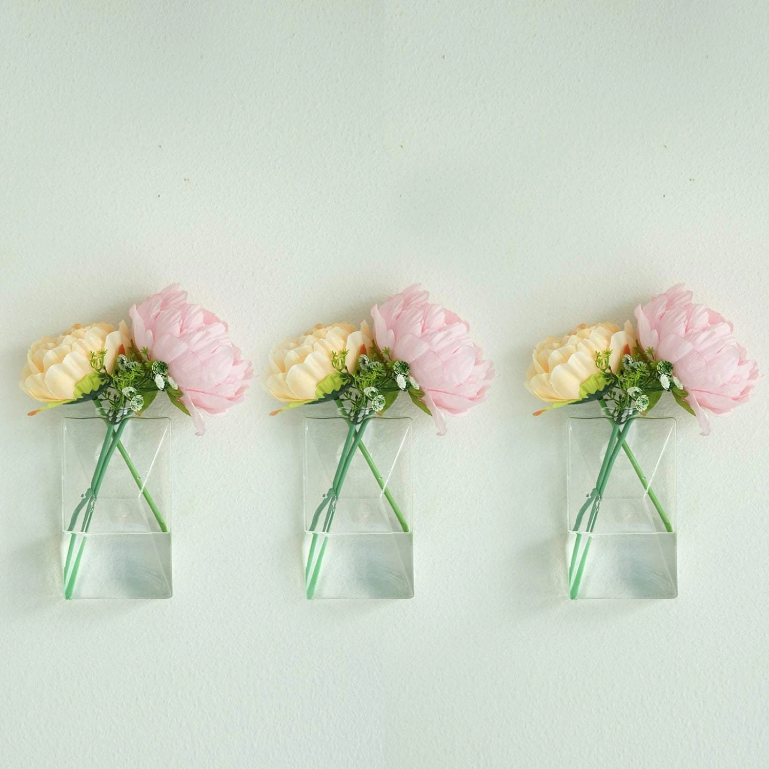 3 Pack - Trapezoid Glass Wall Vase - Indoor Wall Mounted Planters - Hanging Terrariums 4 3 Pack - Trapezoid Glass Wall Vase - Indoor Wall Mounted Planters - Hanging Terrariums - Image 4