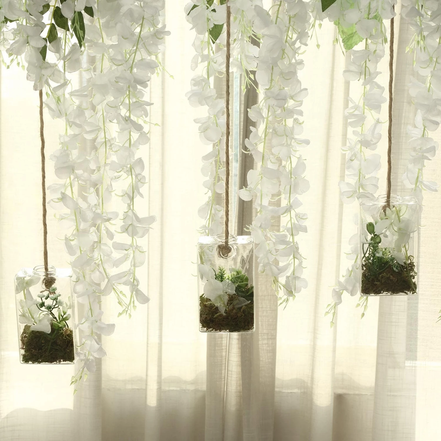 3 Pack - Trapezoid Glass Wall Vase - Indoor Wall Mounted Planters - Hanging Terrariums 19 3 Pack - Trapezoid Glass Wall Vase - Indoor Wall Mounted Planters - Hanging Terrariums - Image 19