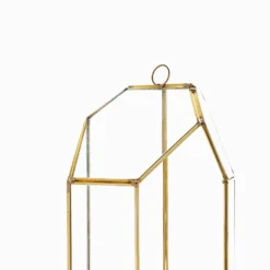 Heptagon Prism Gold Metal Geometric Glass Terrarium, Multipurpose Air Plants Holder 10" -Home Decor Promotional Store GLAS VASE005 GOLD D12