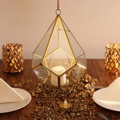 Hanging Gold Metal Frame Glass Geometric Teardrop Terrarium, Self Standing Air Plant Holder 9" -Home Decor Promotional Store GLAS VASE006 GOLD D02.progressive 36aca5aa 7ff7 49a5 9830 85be6e7085ca