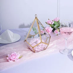 Hanging Gold Metal Frame Glass Geometric Teardrop Terrarium, Self Standing Air Plant Holder 9" -Home Decor Promotional Store GLAS VASE006 GOLD D03.progressive d9a43064 76b5 4ce5 88d0 6d3d2f4b921f