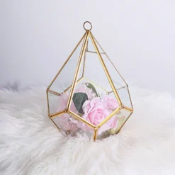 Hanging Gold Metal Frame Glass Geometric Teardrop Terrarium, Self Standing Air Plant Holder 9" -Home Decor Promotional Store GLAS VASE006 GOLD 02.progressive f526fec7 5f98 4331 a6c1 031256401bbd