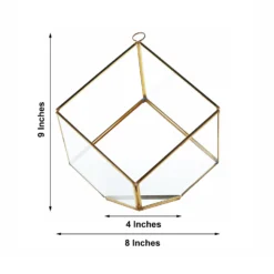 Heptahedron Hanging Gold Metal Geometric Glass Terrarium, Multipurpose Air Plants Holder 9" -Home Decor Promotional Store GLAS VASE007 GOLD 98.progressive 6637a106 1a8c 4dd4 9b54 0240a880e87a scaled