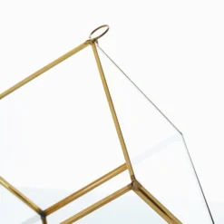 Heptahedron Hanging Gold Metal Geometric Glass Terrarium, Multipurpose Air Plants Holder 9" -Home Decor Promotional Store GLAS VASE007 GOLD D07 scaled
