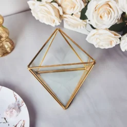 Diamond Prism Hanging Gold Metal Geometric Glass Terrarium, Multipurpose Air Plants Holder 9" -Home Decor Promotional Store GLAS VASE009 GOLD D04.progressive d18062cb 3297 4621 891f d34c9d2a5ac2
