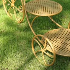 3-Tier Gold Metal Bicycle Pedestal Riser With Mesh Trays, Multi-layered Dessert Display Stand - 40" -Home Decor Promotional Store Gold Metal Bicycle Pedestal Riser With Mesh Trays 9