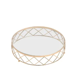 Round Gold Metal Geometric Diamond Cut Pedestal Riser, Dessert Display Stand With Glass Top -Home Decor Promotional Store Gold Metal Geometric Diamond Cut Cake Stand 7351df38 8a60 4ee3 8fd4 5eaa16df4482