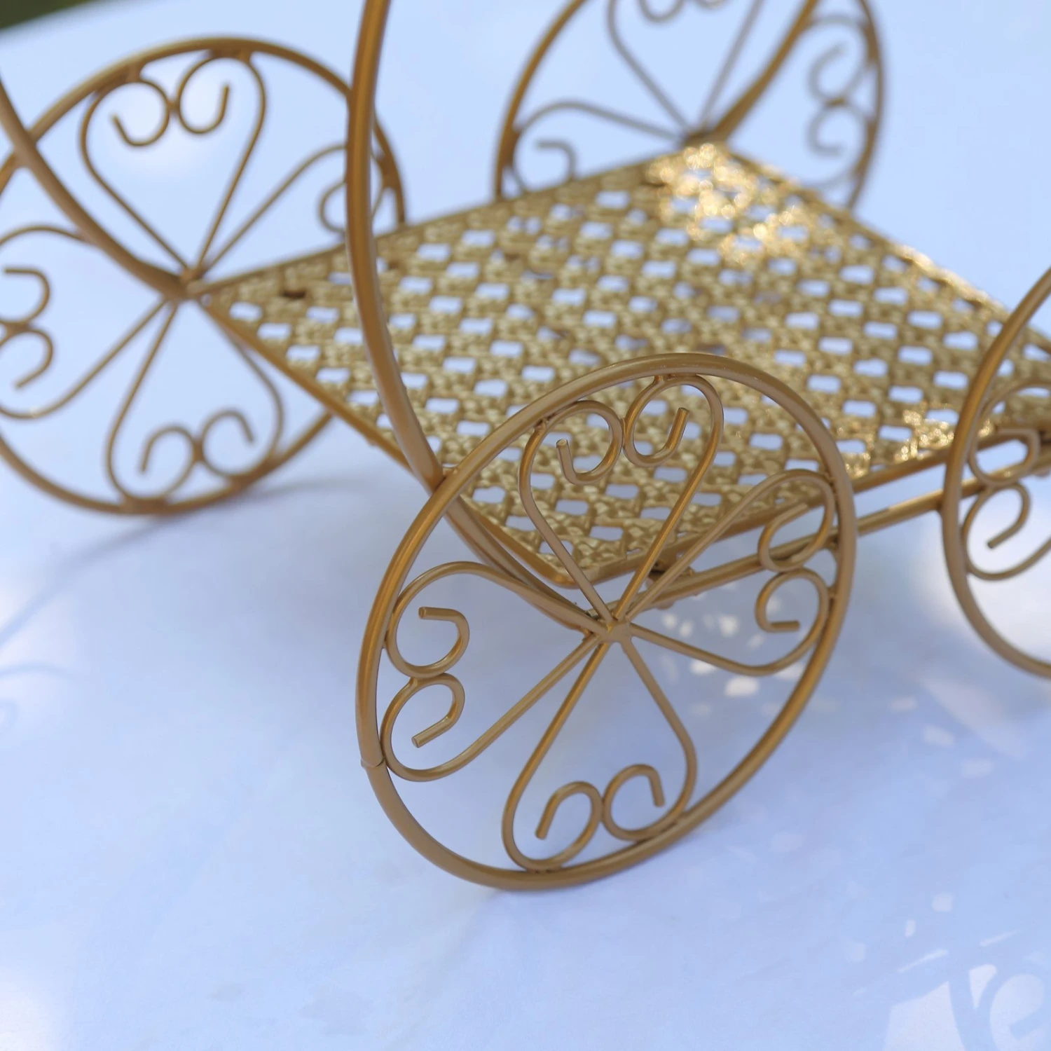 2-Tier Gold Metal Princess Carriage Dessert Display Stand, Cinderella Carriage Pedestal Riser - 14" 12 2-Tier Gold Metal Princess Carriage Dessert Display Stand, Cinderella Carriage Pedestal Riser - 14" - Image 12