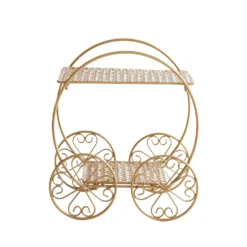 2-Tier Gold Metal Princess Carriage Dessert Display Stand, Cinderella Carriage Pedestal Riser - 14" 15 2-Tier Gold Metal Princess Carriage Dessert Display Stand, Cinderella Carriage Pedestal Riser - 14" -Home Decor Promotional Store Gold Metal Princess Carriage Cupcake Dessert Display Stand 3