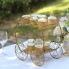 2-Tier Gold Metal Princess Carriage Dessert Display Stand, Cinderella Carriage Pedestal Riser - 14"
