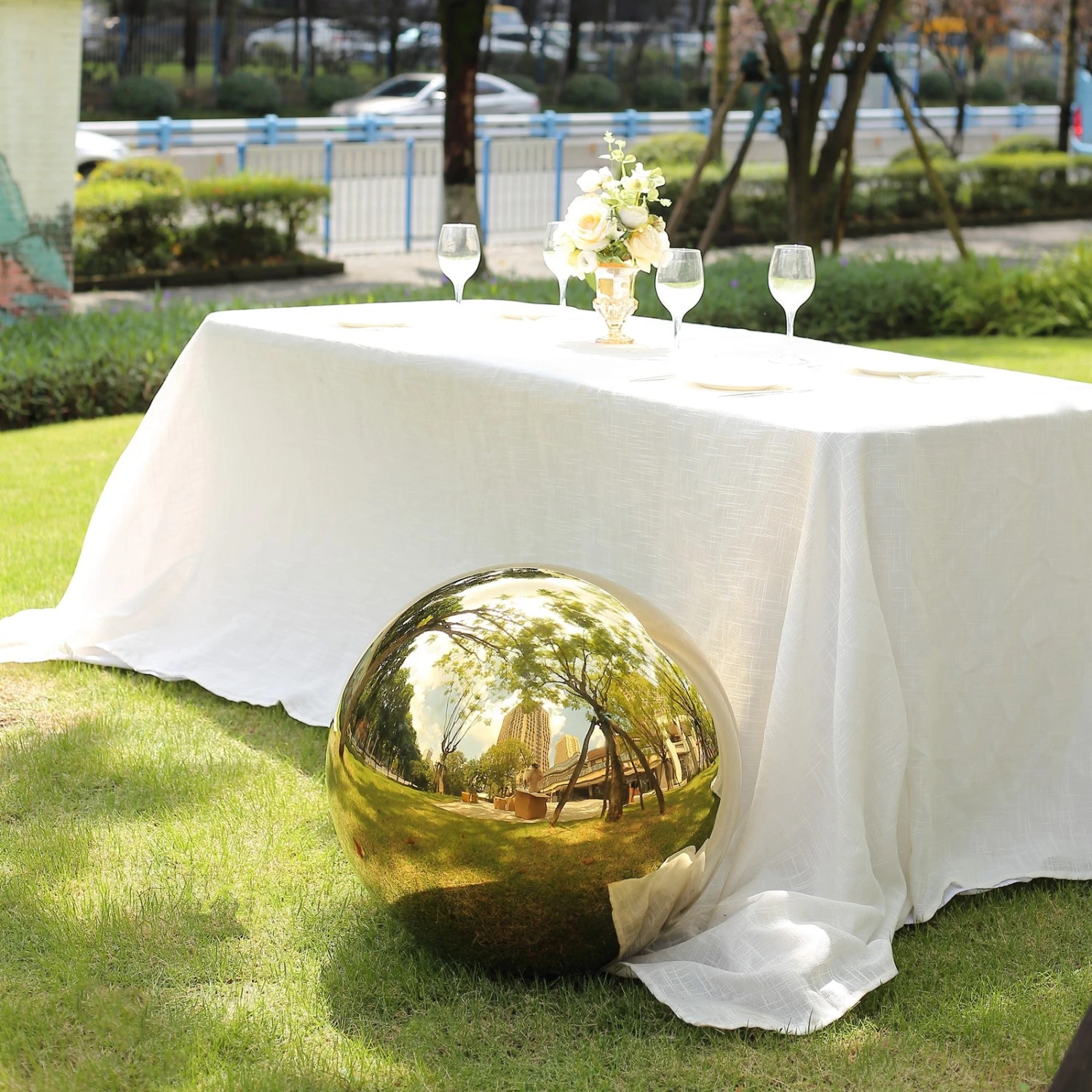 Gold Stainless Steel Gazing Globe Mirror Ball, Reflective Shiny Hollow Garden Spheres 20 Gold Stainless Steel Gazing Globe Mirror Ball, Reflective Shiny Hollow Garden Spheres - Image 20