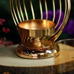 Gold Metal Cage Glass Votive Candle Holder With Crystal Baroque Top -Home Decor Promotional Store IRON CAND 002 12 GOLD D08