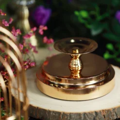 Gold Metal Cage Glass Votive Candle Holder With Crystal Baroque Top -Home Decor Promotional Store IRON CAND 002 12 GOLD D09