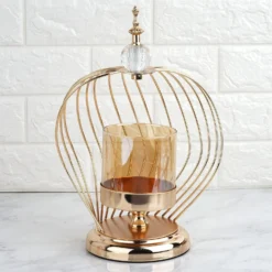Gold Metal Cage Glass Votive Candle Holder With Crystal Baroque Top -Home Decor Promotional Store IRON CAND 002 13 GOLD D15.progressive 88db5eff a26d 4b0e 821c aaf68b3232e9