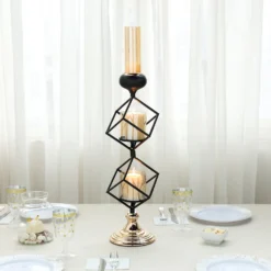Geometric Candle Holder Set Wholesale With Amber Glass Votives | Metallic Gold & Black | Stacked Design -Home Decor Promotional Store IRON CAND 003 25 01.progressive 1449b55b 9680 4ec5 bde9 40425a3979dd