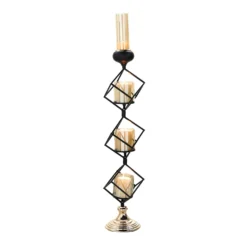 Geometric Candle Holder Set Wholesale With Amber Glass Votives | Metallic Gold & Black | Stacked Design -Home Decor Promotional Store IRON CAND 003 33 99.progressive 57ccf809 7d01 4a1b b713 21aaa3186088