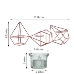 Geometric Candle Holder Set - Linked Metal Geometric Centerpieces With Votive Glass Holders 16" -Home Decor Promotional Store IRON CAND 008 054 98
