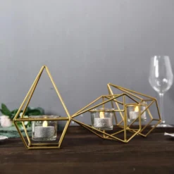 Geometric Candle Holder Set - Linked Metal Geometric Centerpieces With Votive Glass Holders 16" -Home Decor Promotional Store IRON CAND 008 GOLD D09.progressive 22ab19ec 1ad0 459d a564 e1c089a4d91d