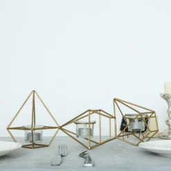 Geometric Candle Holder Set - Linked Metal Geometric Centerpieces With Votive Glass Holders 16" -Home Decor Promotional Store IRON CAND 008 GOLD D16.progressive 26439b7b c379 49cc aa46 6b19e65da19b