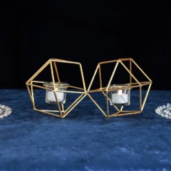 Geometric Candle Holder Set - Linked Metal Geometric Centerpieces With Votive Glass Holders 11" -Home Decor Promotional Store IRON CAND 010 GOLD D05.progressive a4f42496 e7f1 4f25 b847 cd251e95bbdb