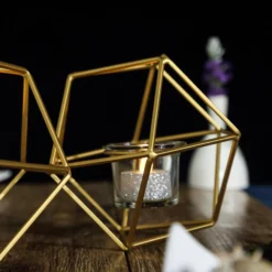 Geometric Candle Holder Set - Linked Metal Geometric Centerpieces With Votive Glass Holders 11" -Home Decor Promotional Store IRON CAND 010 GOLD D08.progressive a2990856 de63 4998 b848 63bb67192e4f