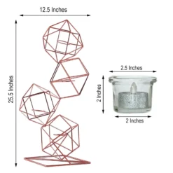 Linked Geometric Tealight Candle Holder Set With Votive Glass Holders 25" Tall -Home Decor Promotional Store IRON CAND 011 054 98