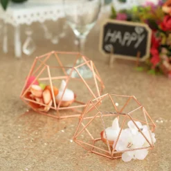 Set Of 2 Metal Hexagon Candle Holder Set, Geometric Table Centerpiece 4"/3" -Home Decor Promotional Store IRON CAND 013 054 02
